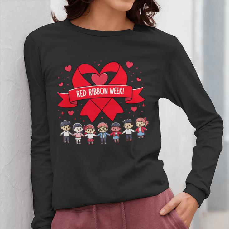 Red Ribbon Week Awareness For Students And Teachers Men Women Girls Kids Women Long Sleeve T-Shirt, funny design