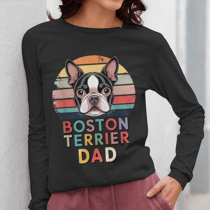 Retro Boston Terrier Dad Women Long Sleeve T-Shirt, Couple Gifts, Boston Terrier Dad Gifts, funny design
