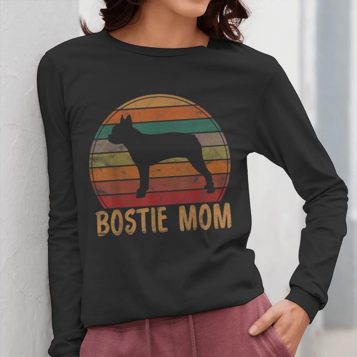 Retro Boston Terrier Mom Dog Mother Pet Bostie Mama Women Long Sleeve T-Shirt, Couple Gifts, Mom Gifts, Boston Terrier Mom Gifts, funny design