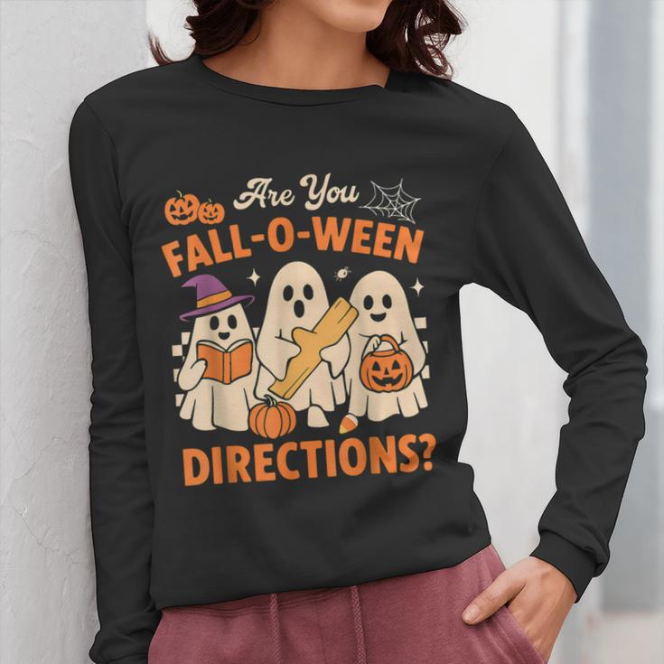 Retro Are You Fall O Ween Directions Ghost Teacher Spooky Women Long Sleeve T-Shirt, funny design Retro Are You Fall O Ween Directions Ghost Teacher Spooky Women Long Sleeve T-Shirt, funny design