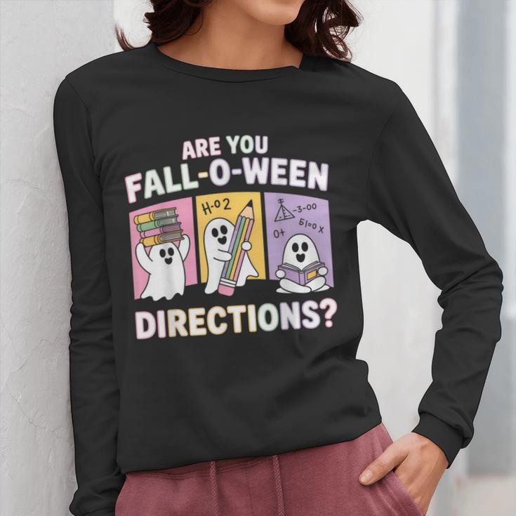 Retro Are You Fall O Ween Directions Teacher Halloween Ghost Women Long Sleeve T-Shirt, funny design