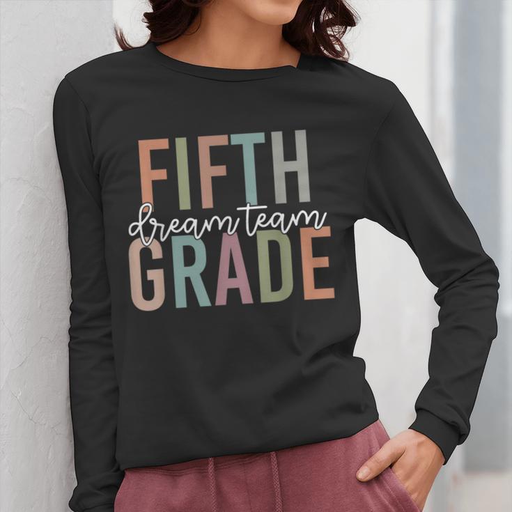 Retro Fifth Grade Dream Team Groovy Teacher Back To School Men Women Girls Kids Women Long Sleeve T-Shirt, Groovy Teacher Gifts, funny design