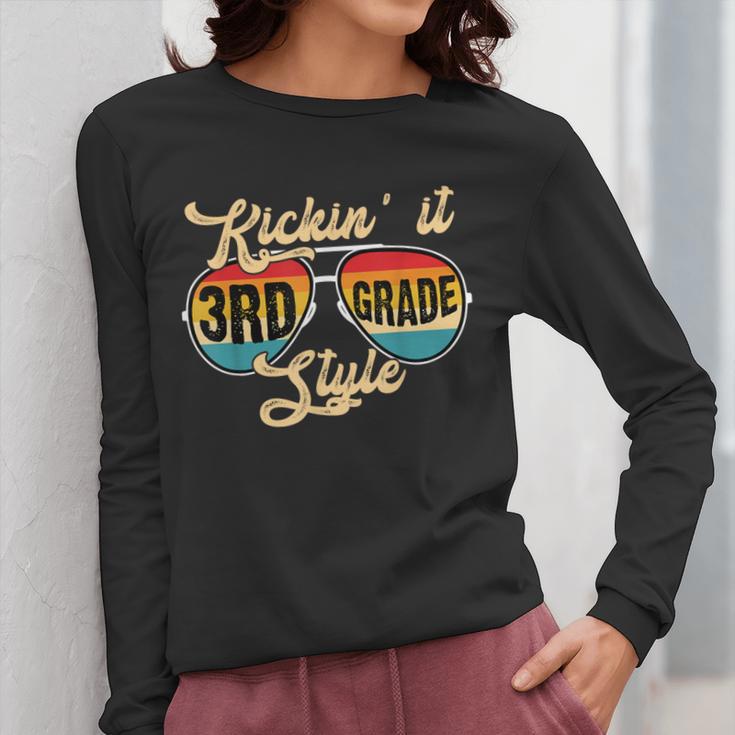 Retro Kickin It 3rd Grade Style Teacher Back To School Men Women Women Long Sleeve T-Shirt, funny design
