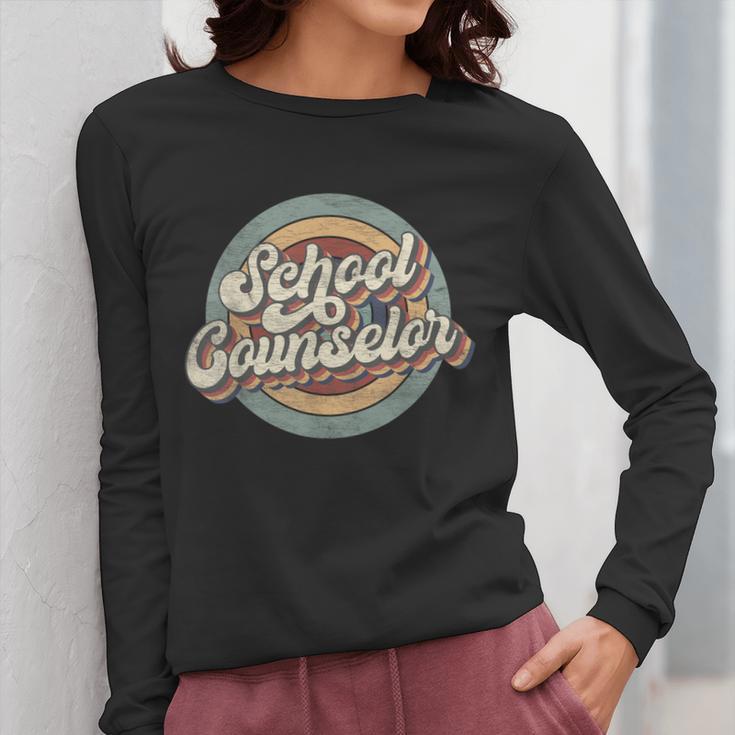 Retro School Counselor Back To School Teacher Squad Crew Women Long Sleeve T-Shirt, funny design