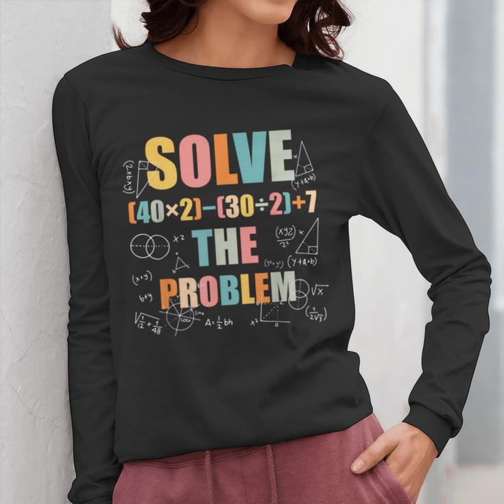 Retro Solve The Problem 67 Meme Joke Math Teacher Women Long Sleeve T-Shirt, funny design Retro Solve The Problem 67 Meme Joke Math Teacher Women Long Sleeve T-Shirt, funny design