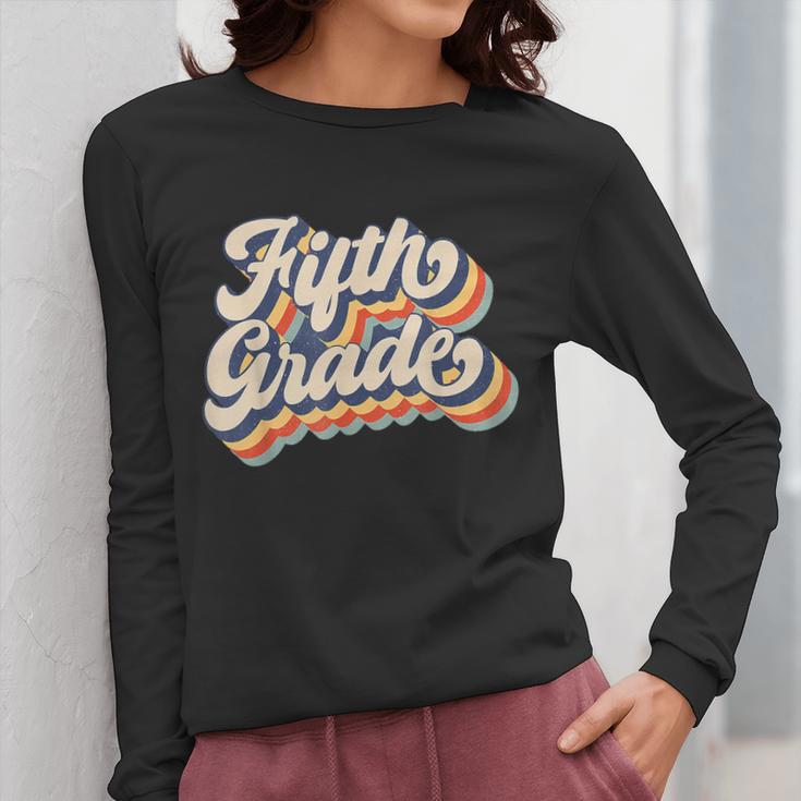 Retro Sunset Fifth Grade Teacher & Student Back To School Women Long Sleeve T-Shirt, funny design Retro Sunset Fifth Grade Teacher & Student Back To School Women Long Sleeve T-Shirt, funny design