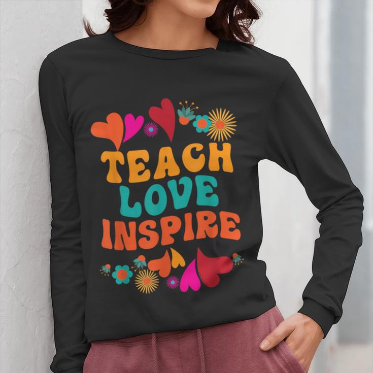 Retro Teach Love Inspire Back To School Teachers Women Long Sleeve T-Shirt, funny design Retro Teach Love Inspire Back To School Teachers Women Long Sleeve T-Shirt, funny design