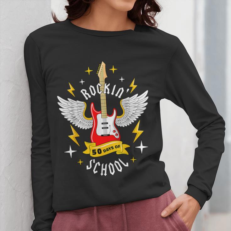Rockin 50 Days Of School 50th Day Of School Teacher Student Men Women Girls Kids Women Long Sleeve T-Shirt, funny design
