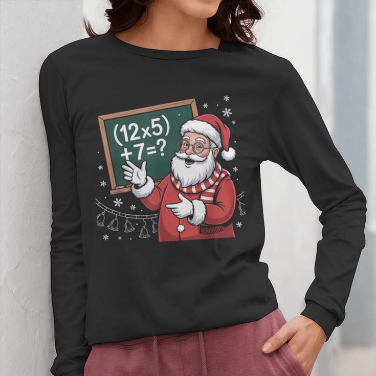 Santa Teacher 67 Math Christmas Xmas Holiday Number 67 Women Long Sleeve T-Shirt, funny design