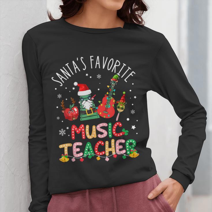 Santa's Favorite Music Teacher Christmas Santa Hat Matching Women Long Sleeve T-Shirt, funny design Santa's Favorite Music Teacher Christmas Santa Hat Matching Women Long Sleeve T-Shirt, funny design