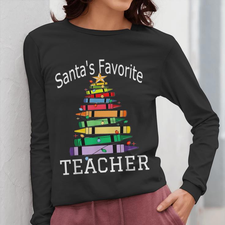 Santa's Favorite Teacher Idea For Christmas Teachers Women Long Sleeve T-Shirt, funny design Santa's Favorite Teacher Idea For Christmas Teachers Women Long Sleeve T-Shirt, funny design
