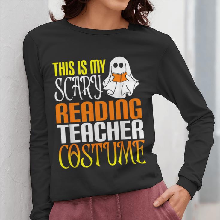 This Is My Scary Reading Teacher Costume Halloween School Women Long Sleeve T-Shirt, funny design