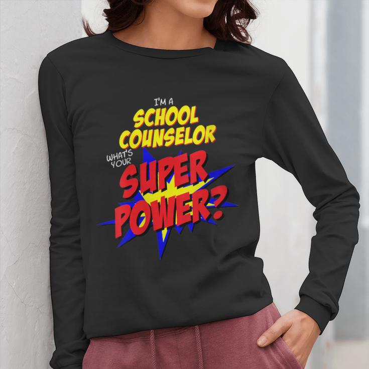 School Counselor Teacher Superhero Superpower Comic Book Women Long Sleeve T-Shirt, funny design School Counselor Teacher Superhero Superpower Comic Book Women Long Sleeve T-Shirt, funny design