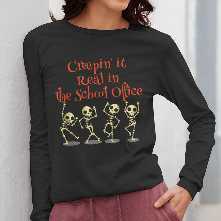 School Office Clerk Creepin' It Real HALLOWEEN Teacher Shirt Women Long Sleeve T-Shirt, funny design School Office Clerk Creepin' It Real HALLOWEEN Teacher Shirt Women Long Sleeve T-Shirt, funny design