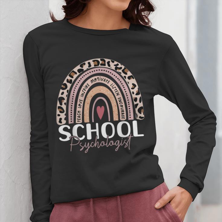 School Psych Teacher School Psychologist Leopard Rainbow Women Long Sleeve T-Shirt, funny design School Psych Teacher School Psychologist Leopard Rainbow Women Long Sleeve T-Shirt, funny design