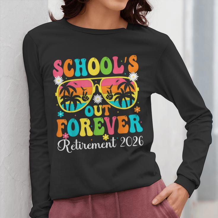 School's Out Forever Retirement 2026 Retro Retired Teacher Women Long Sleeve T-Shirt, funny design