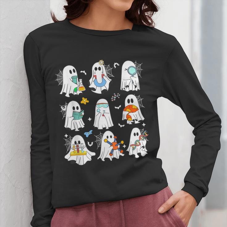 Science Teacher Ghost Laboratory Halloween Teacher Women Long Sleeve T-Shirt, Science Teacher Gifts, funny design