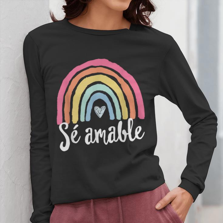 Sé Amable Spanish Bilingual Teacher Be Kind Boho Rainbow Women Long Sleeve T-Shirt, funny design Sé Amable Spanish Bilingual Teacher Be Kind Boho Rainbow Women Long Sleeve T-Shirt, funny design