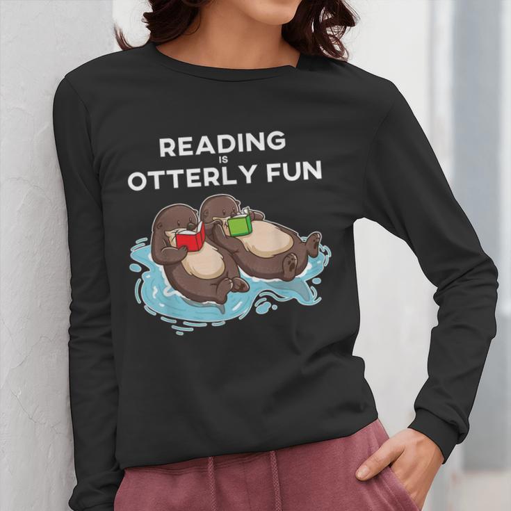 Sea Otter Book Reading Shirt For Bookworm Teachers Women Long Sleeve T-Shirt, funny design
