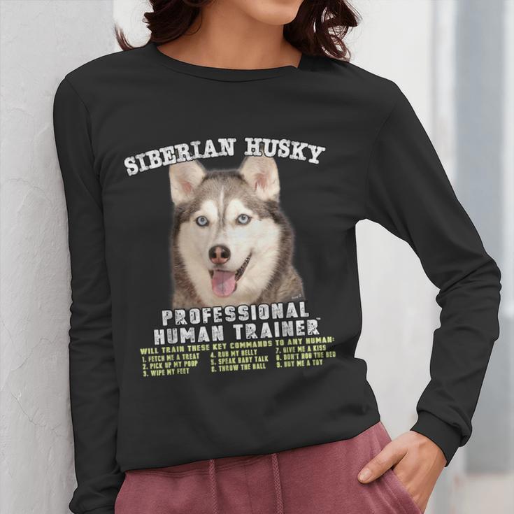 Siberian Husky Professional Human Trainer Women Long Sleeve T-Shirt, funny design