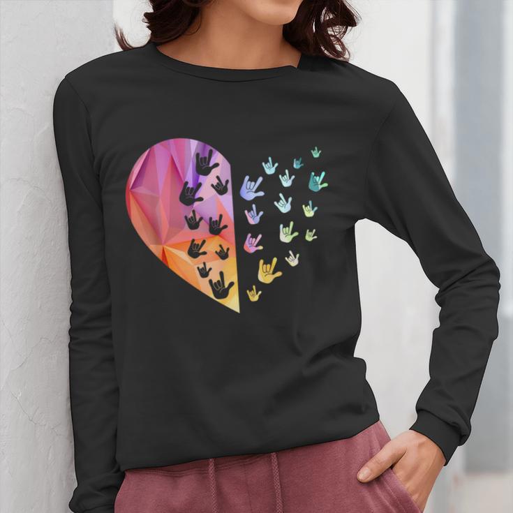 Sign Language Heart ASL For Deaf Teacher Women Long Sleeve T-Shirt, funny design