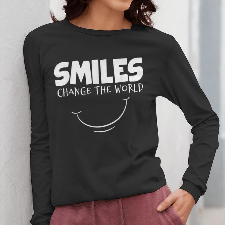 Smile Smiles Change The World Teacher T-Shirt Happy T-Shirt Women Long Sleeve T-Shirt, funny design Smile Smiles Change The World Teacher T-Shirt Happy T-Shirt Women Long Sleeve T-Shirt, funny design