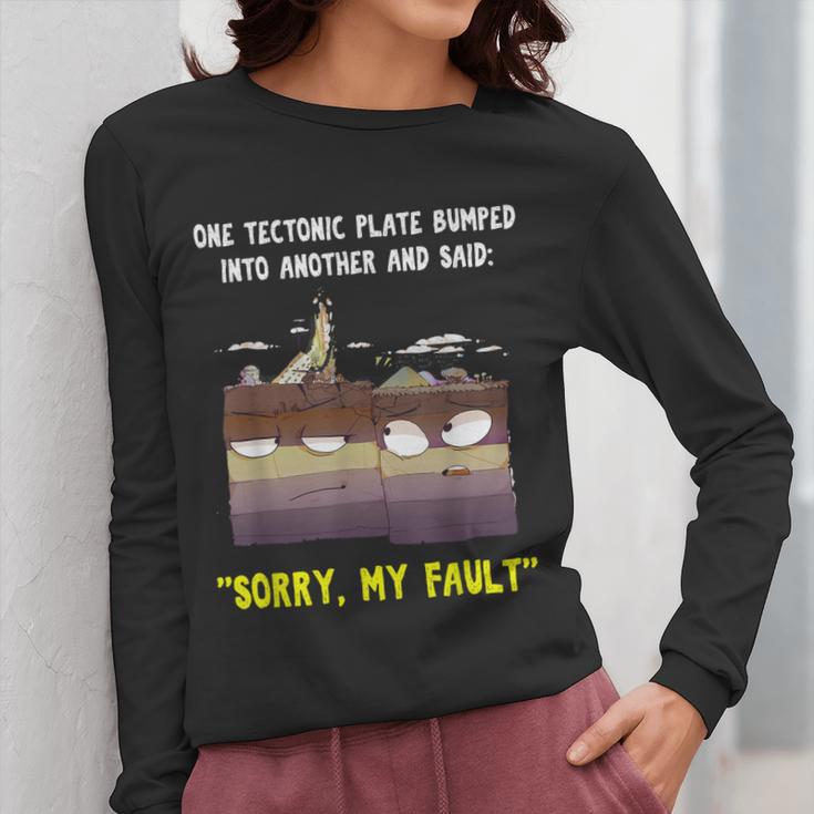 Sorry My Fault Earthquake Tectonic Plate Science Teacher Pun Women Long Sleeve T-Shirt, Science Teacher Gifts, funny design Sorry My Fault Earthquake Tectonic Plate Science Teacher Pun Women Long Sleeve T-Shirt, Science Teacher Gifts, funny design