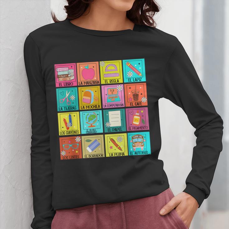 Spanish Teacher Back To School Maestra Dual Language Crew Women Long Sleeve T-Shirt, funny design Spanish Teacher Back To School Maestra Dual Language Crew Women Long Sleeve T-Shirt, funny design