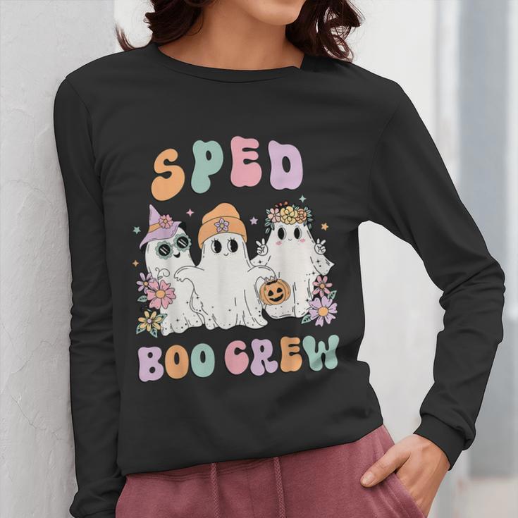 SPED Boo Crew Halloween Floral Ghost Special Ed SPED Teacher For Men Women Kids Women Long Sleeve T-Shirt, funny design