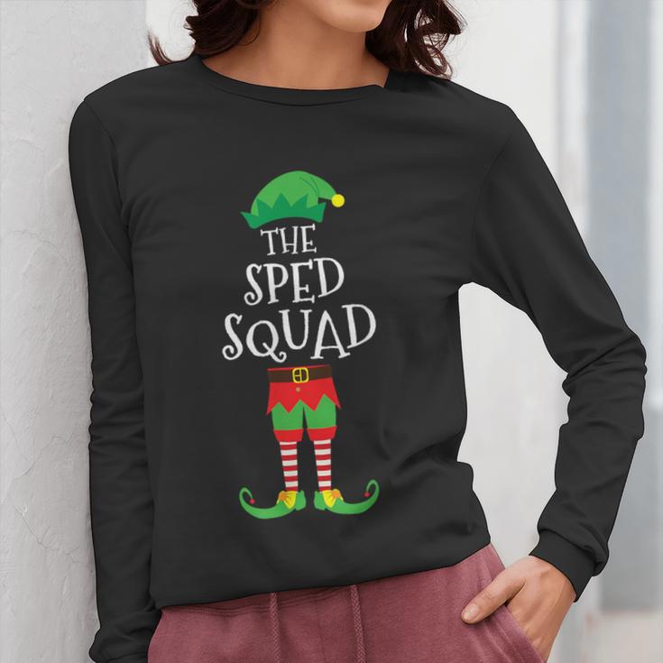 SPED Squad Elf Teacher Matching Christmas Party Pajama Women Long Sleeve T-Shirt, funny design SPED Squad Elf Teacher Matching Christmas Party Pajama Women Long Sleeve T-Shirt, funny design