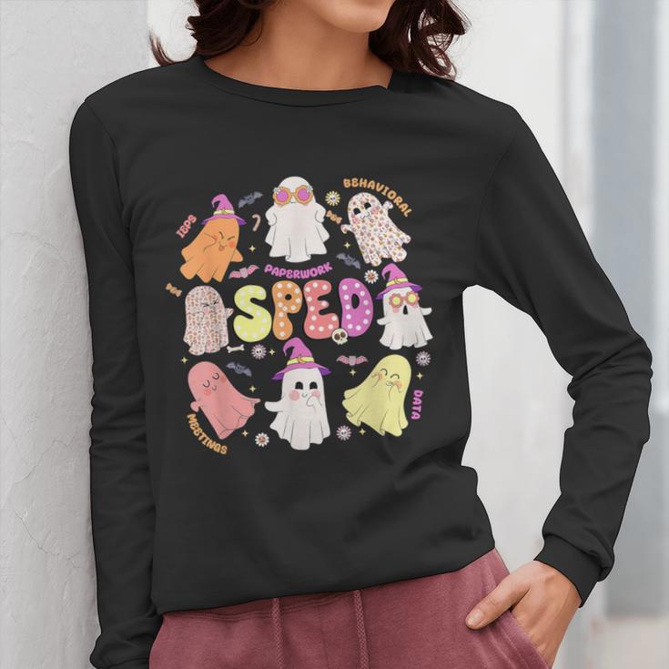 SPED Teacher Halloween Spooky Special Education Team Men Women Kids Women Long Sleeve T-Shirt, funny design SPED Teacher Halloween Spooky Special Education Team Men Women Kids Women Long Sleeve T-Shirt, funny design