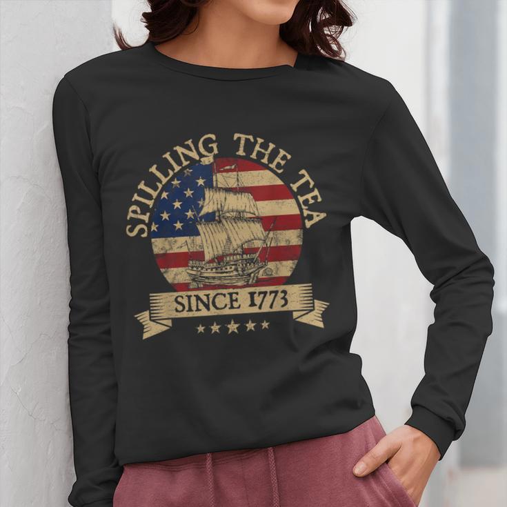 Spilling The Tea Since 1773 Vintage Us History Teacher Women Long Sleeve T-Shirt, History Teacher Gifts, funny design