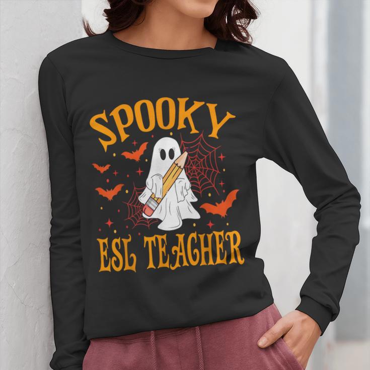 Spooky ESL Teacher Ghost Halloween School Women Women Long Sleeve T-Shirt, Esl Teacher Gifts, funny design Spooky ESL Teacher Ghost Halloween School Women Women Long Sleeve T-Shirt, Esl Teacher Gifts, funny design