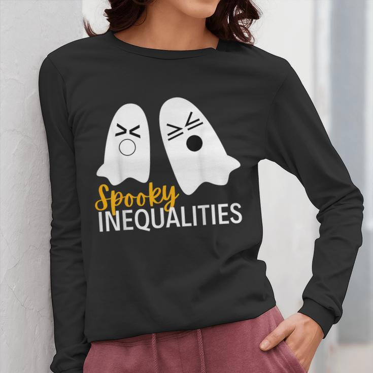 Spooky Ghost Inequalities Halloween Math Teacher Women Long Sleeve T-Shirt, funny design Spooky Ghost Inequalities Halloween Math Teacher Women Long Sleeve T-Shirt, funny design