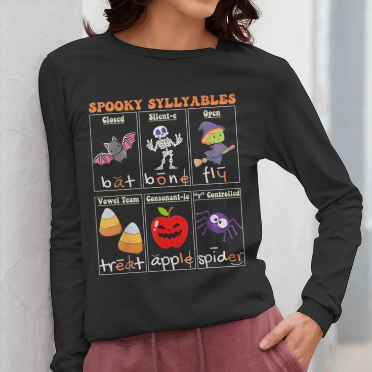 Spooky Syllables Halloween Teacher Student Education Women Long Sleeve T-Shirt, funny design Spooky Syllables Halloween Teacher Student Education Women Long Sleeve T-Shirt, funny design