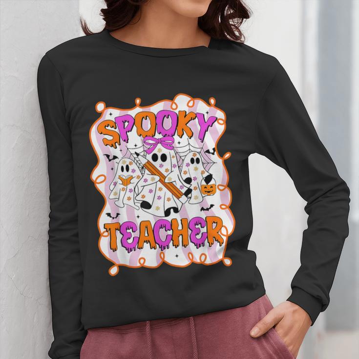 Spooky Teacher Ghost Pencil Teacher Halloween Teacher Women Long Sleeve T-Shirt, funny design Spooky Teacher Ghost Pencil Teacher Halloween Teacher Women Long Sleeve T-Shirt, funny design
