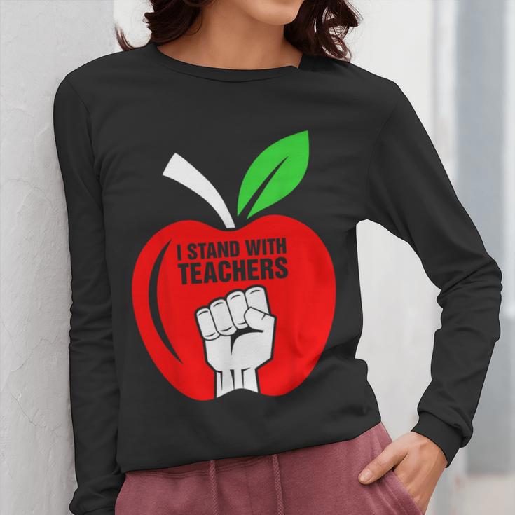 I Stand With Teachers Tshirt Women Long Sleeve T-Shirt, funny design