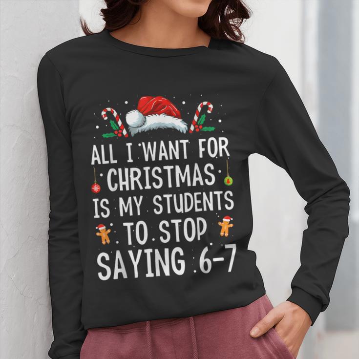 Stop Saying 6-7 Teacher 67 Christmas Meme Six Seven Women Long Sleeve T-Shirt, funny design Stop Saying 6-7 Teacher 67 Christmas Meme Six Seven Women Long Sleeve T-Shirt, funny design