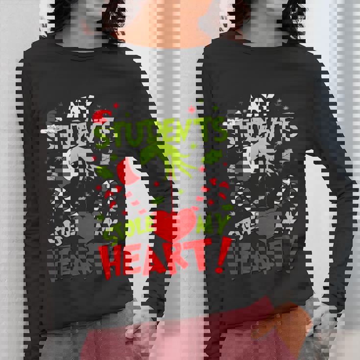 My Students Stole My Heart Teacher Holiday Merry Christmas Women Long Sleeve T-Shirt, funny design