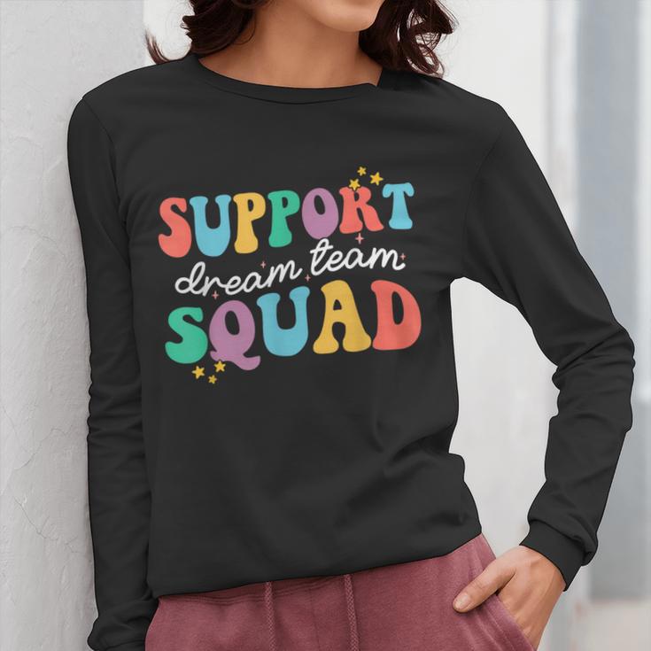Support Dream Services Team Groovy Teacher Support Squad Women Long Sleeve T-Shirt, Groovy Teacher Gifts, funny design