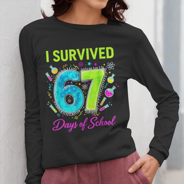 I Survived 67 Days Of School 67 Meme Science Teacher Women Long Sleeve T-Shirt, Science Teacher Gifts, funny design