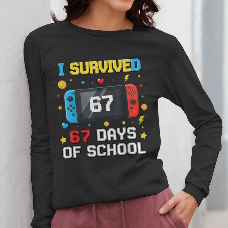 I Survived 67 Days Of School 67 Teacher Squad Matching Women Long Sleeve T-Shirt, funny design