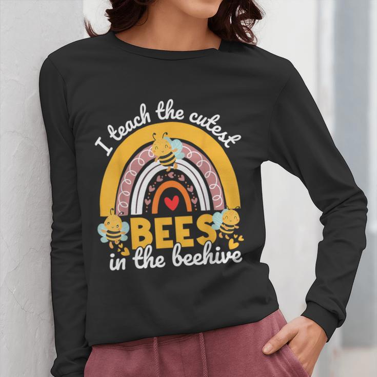 I Teach The Cutest Bees In The Beehive Teachers Day Women Long Sleeve T-Shirt, funny design