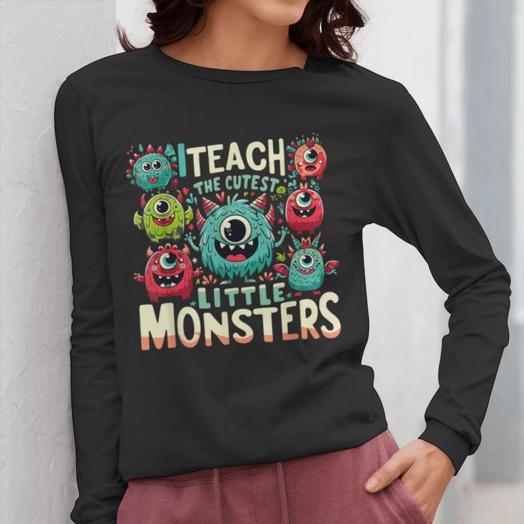 I Teach The Cutest Little Monsters Teacher Halloween Outfit Women Long Sleeve T-Shirt, funny design I Teach The Cutest Little Monsters Teacher Halloween Outfit Women Long Sleeve T-Shirt, funny design