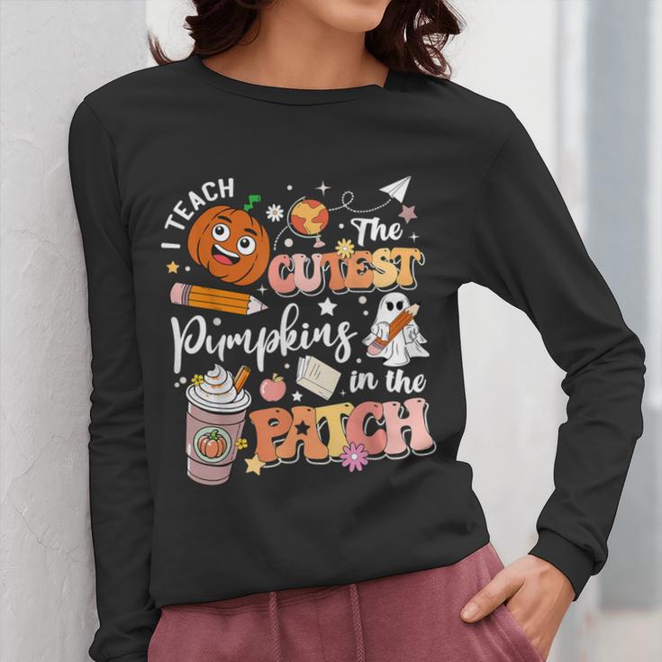 I Teach The Cutest Pumpkins In The Patch Halloween Teacher Women Long Sleeve T-Shirt, funny design I Teach The Cutest Pumpkins In The Patch Halloween Teacher Women Long Sleeve T-Shirt, funny design