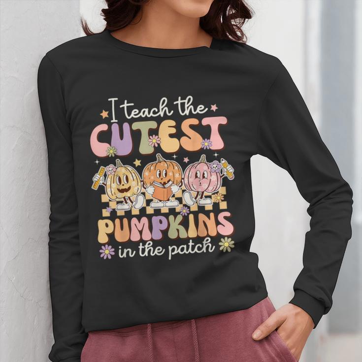 I Teach The Cutest Pumpkins In The Patch Teacher Retro Women Long Sleeve T-Shirt, funny design I Teach The Cutest Pumpkins In The Patch Teacher Retro Women Long Sleeve T-Shirt, funny design