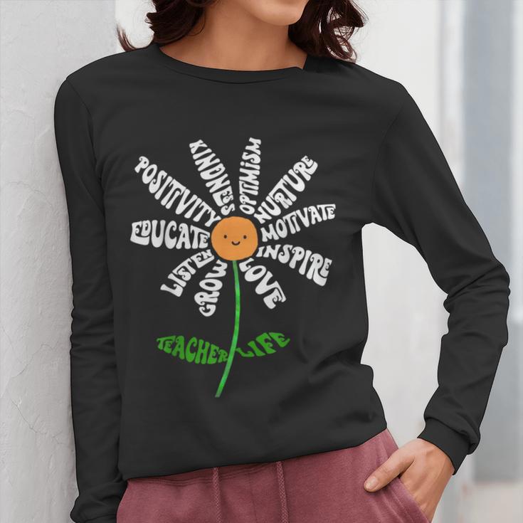 Teach Love Inspire Teachers Inspirational Flower Teachers Women Long Sleeve T-Shirt, funny design