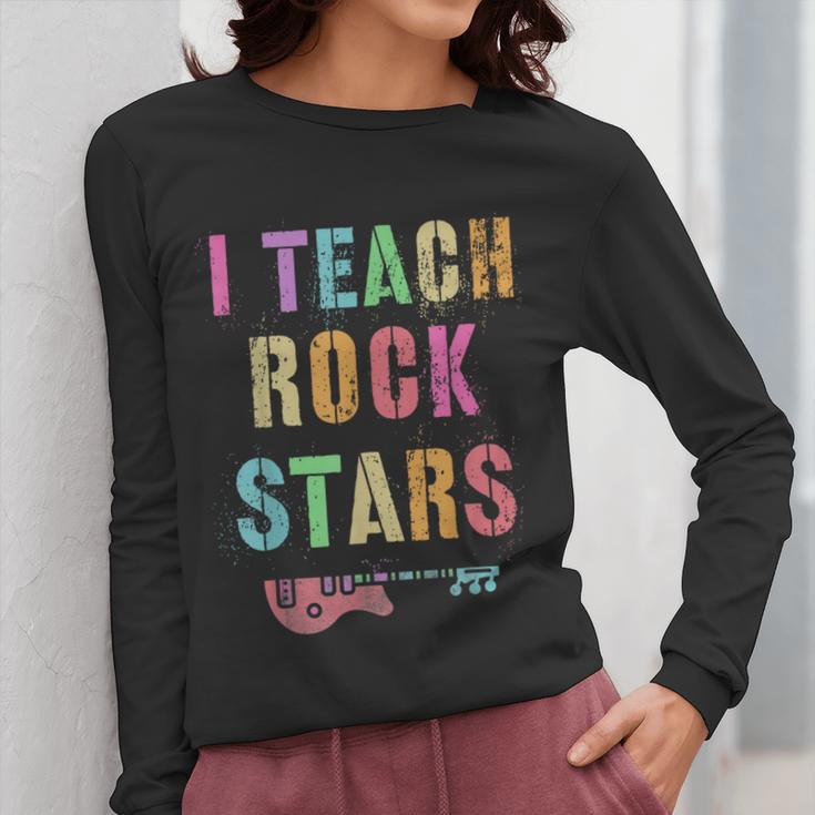 I TEACH ROCKSTARS Band Vibes Teacher Rocks My Music Teaching Women Long Sleeve T-Shirt, funny design