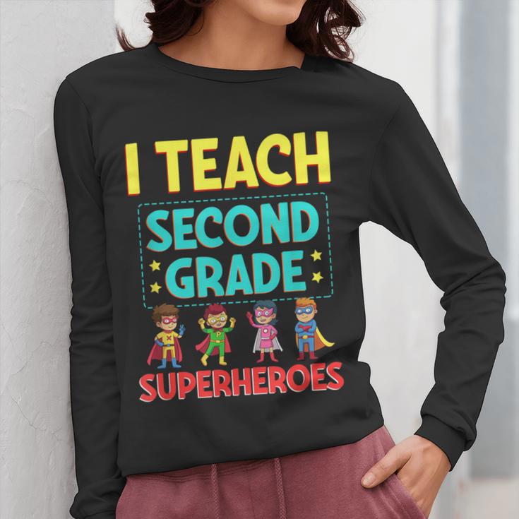 I Teach Second Grade Superheroes Teacher Superhero Women Long Sleeve T-Shirt, funny design