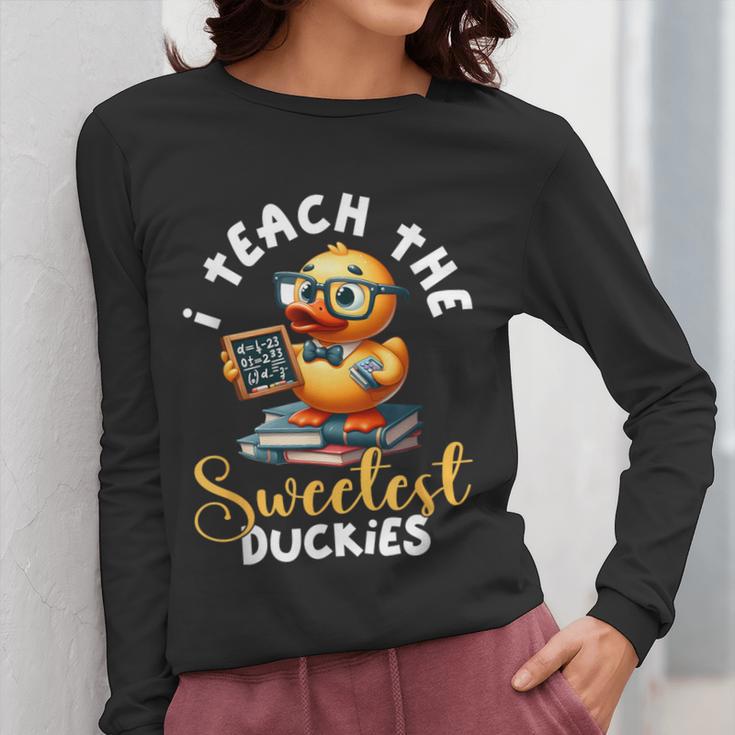 I Teach The Sweetest Duckies Teacher Rubber Duck Teaching Women Long Sleeve T-Shirt, funny design I Teach The Sweetest Duckies Teacher Rubber Duck Teaching Women Long Sleeve T-Shirt, funny design